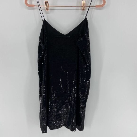 Tibi Black Party Sequined Spaghetti Strap Mini Slip Dress womens 4 - Picture 3 of 5